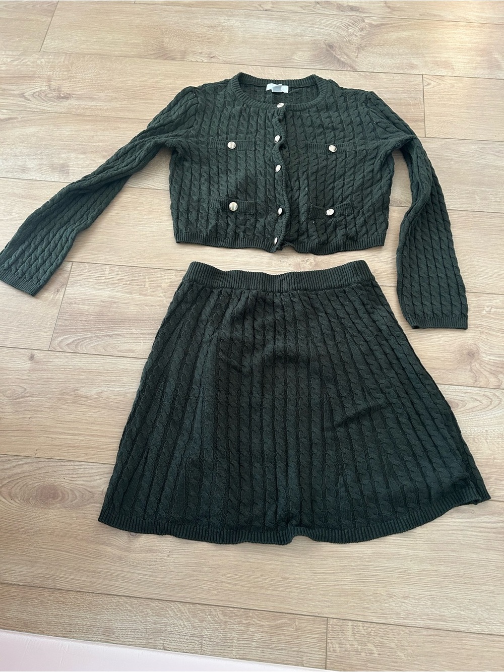 Dark green Cable Knit A-Line Skirt - Women's Classic Knitwear maternity